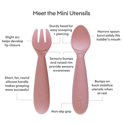 ezpz Mini Utensils (Fork + Spoon) in Blush