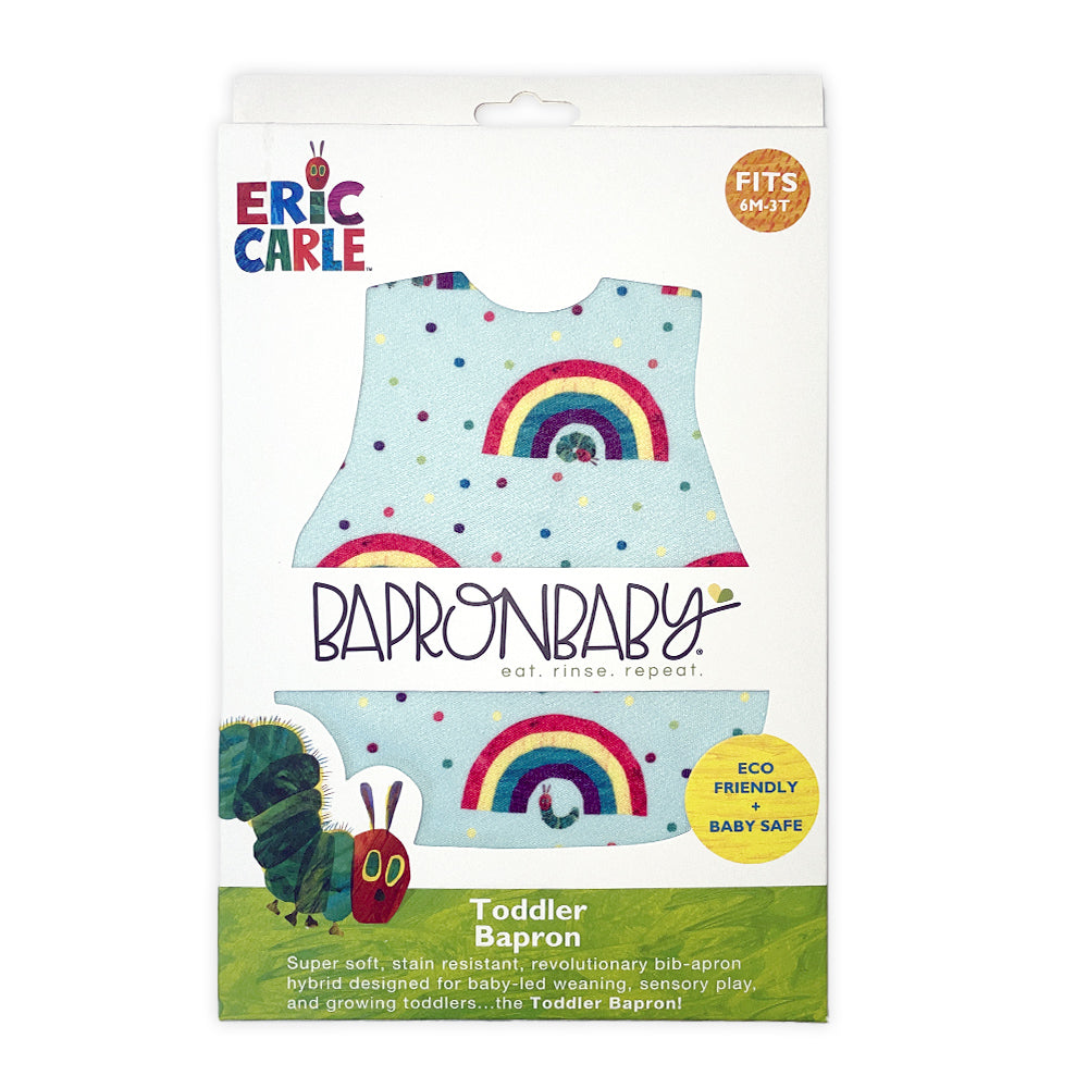 Gift Bundle Bapron + Kizingo - Toddler Bib (6m+) World of Eric Carle - Rainbow Caterpillar and Beet Spoon