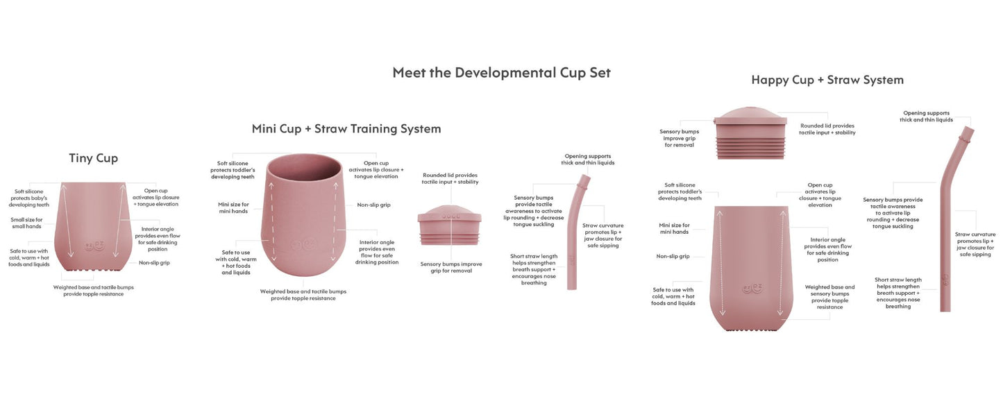 ezpz Developmental Cup and Utensil Set Bundle in Blush