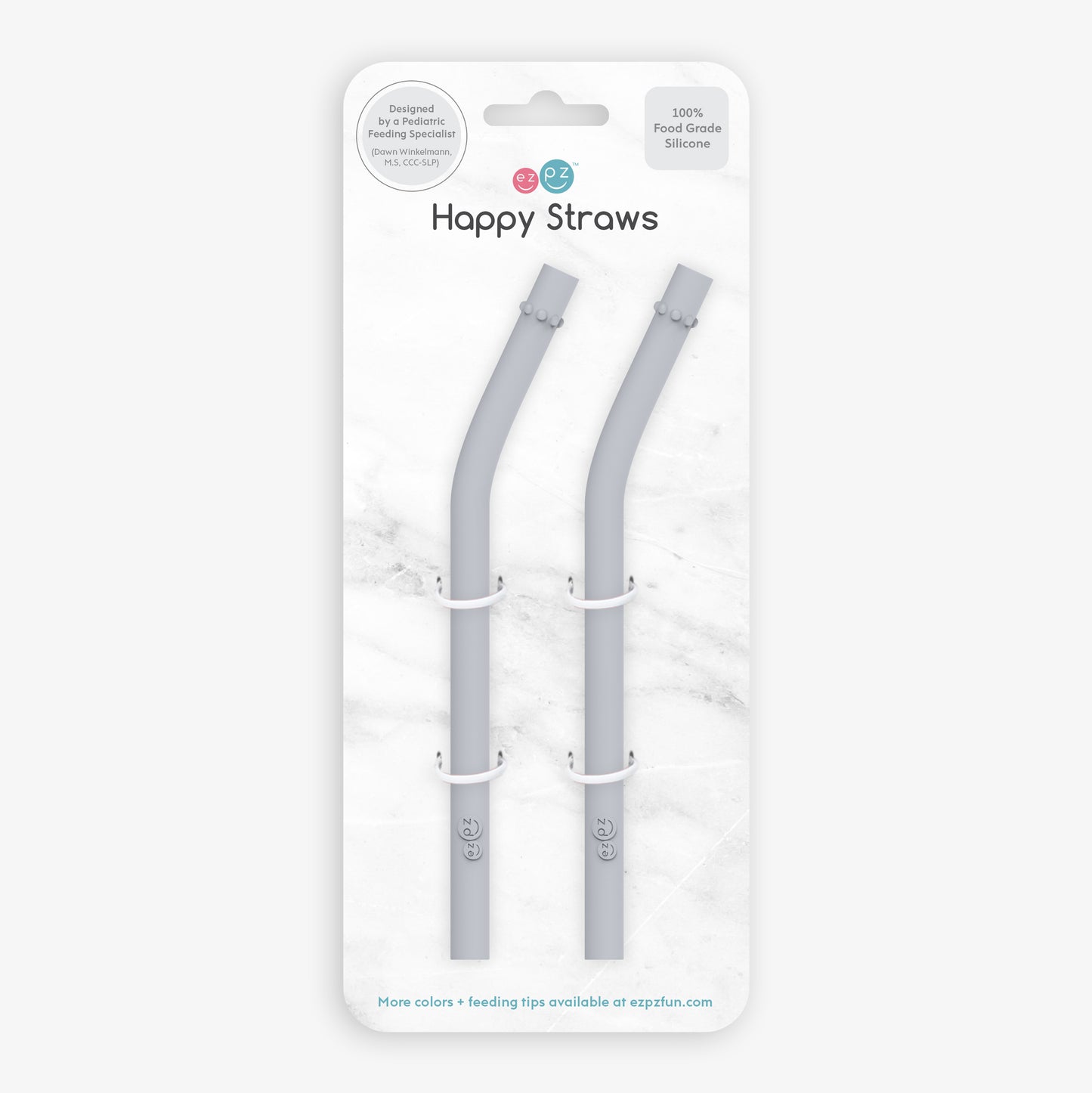 ezpz Happy Cup + Straw System Straw Replacement 2-Pack Pewter