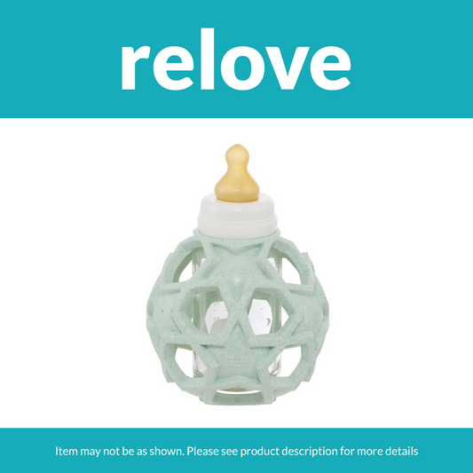 relove Hevea 2in1 Baby Glass Bottle 120 ml with Star Ball 0-3 months in Mottled Mint