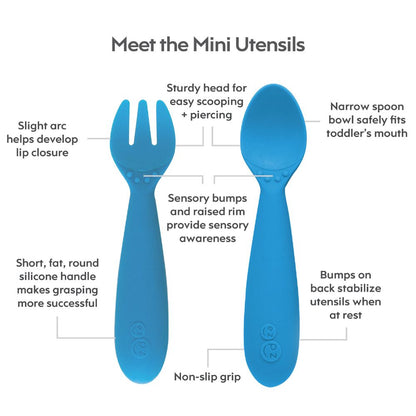 ezpz Mini Utensils (Fork + Spoon) in Blue