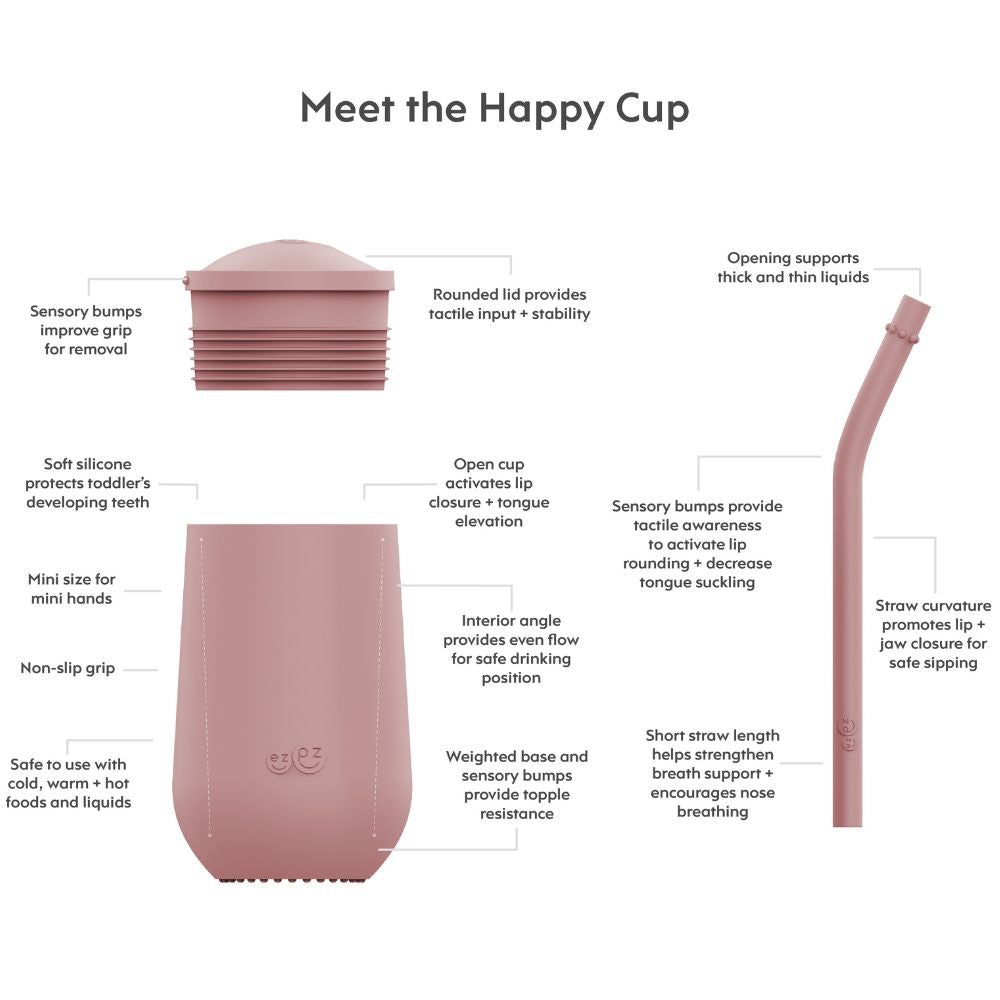 ezpz Happy Cup + Straw System in Blush