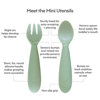 ezpz Mini Utensils (Fork + Spoon) in Sage