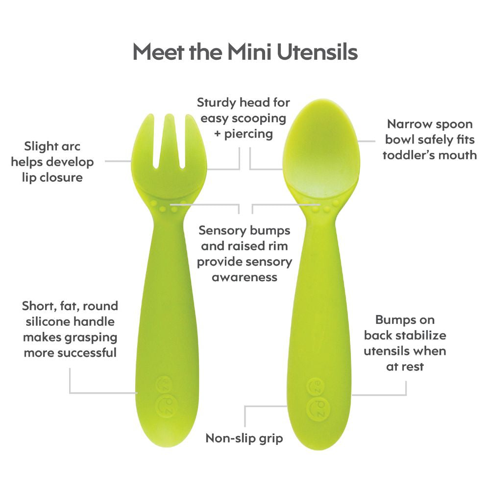 ezpz Mini Utensils (Fork + Spoon) in Lime