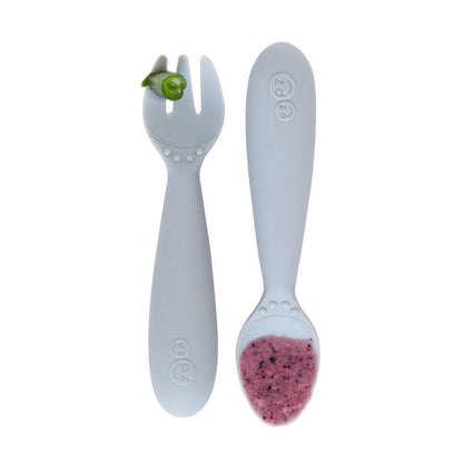 ezpz Mini Utensils (Fork + Spoon) in Pewter