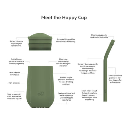 ezpz Happy Cup + Straw System in Olive