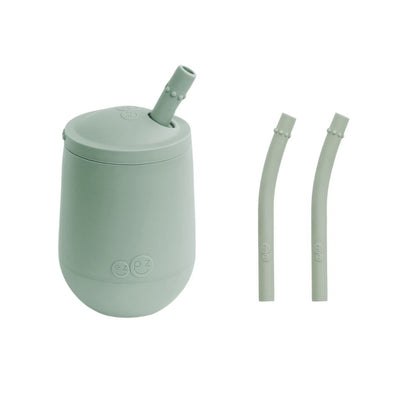 ezpz Mini Cup + Straw Training System with Extra 2-Pack of Straws in Sage