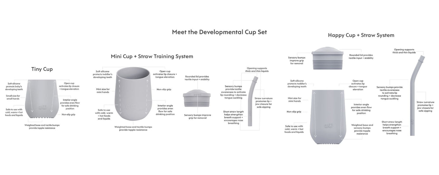 ezpz Developmental Cup and Utensil Set Bundle in Pewter