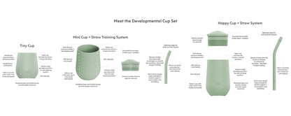 ezpz Developmental Cup and Utensil Set Bundle in Sage