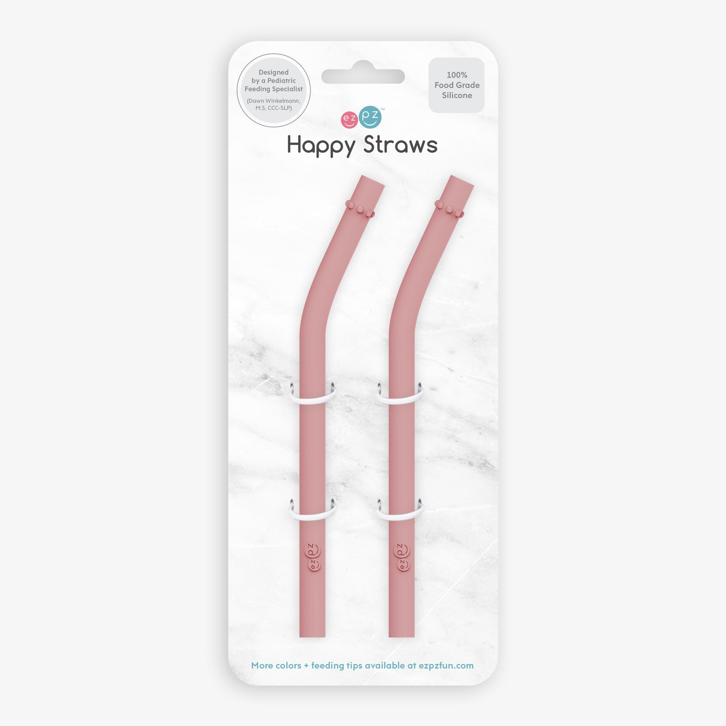 ezpz Happy Cup + Straw System Straw Replacement 2-Pack Blush