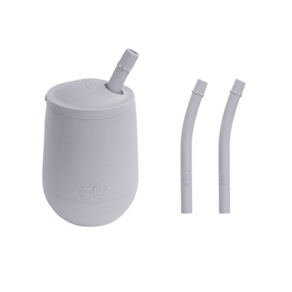 ezpz Mini Cup + Straw Training System with Extra 2-Pack of Straws in Pewter