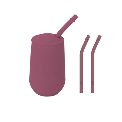 ezpz Happy Cup + Straw System with Extra 2-Pack of Straws in Mauve
