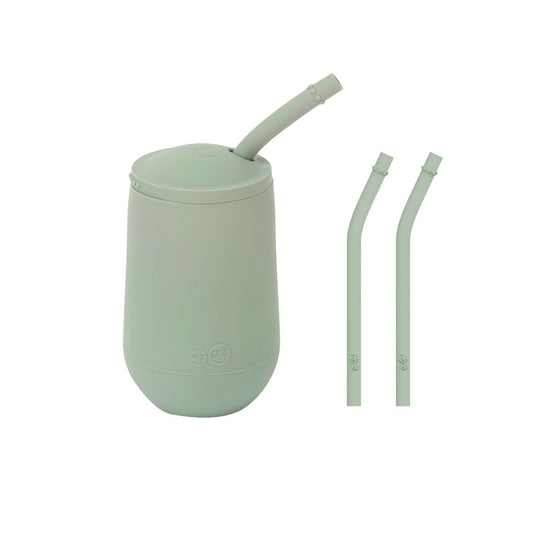 ezpz Happy Cup + Straw System with Extra 2-Pack of Straws in Sage