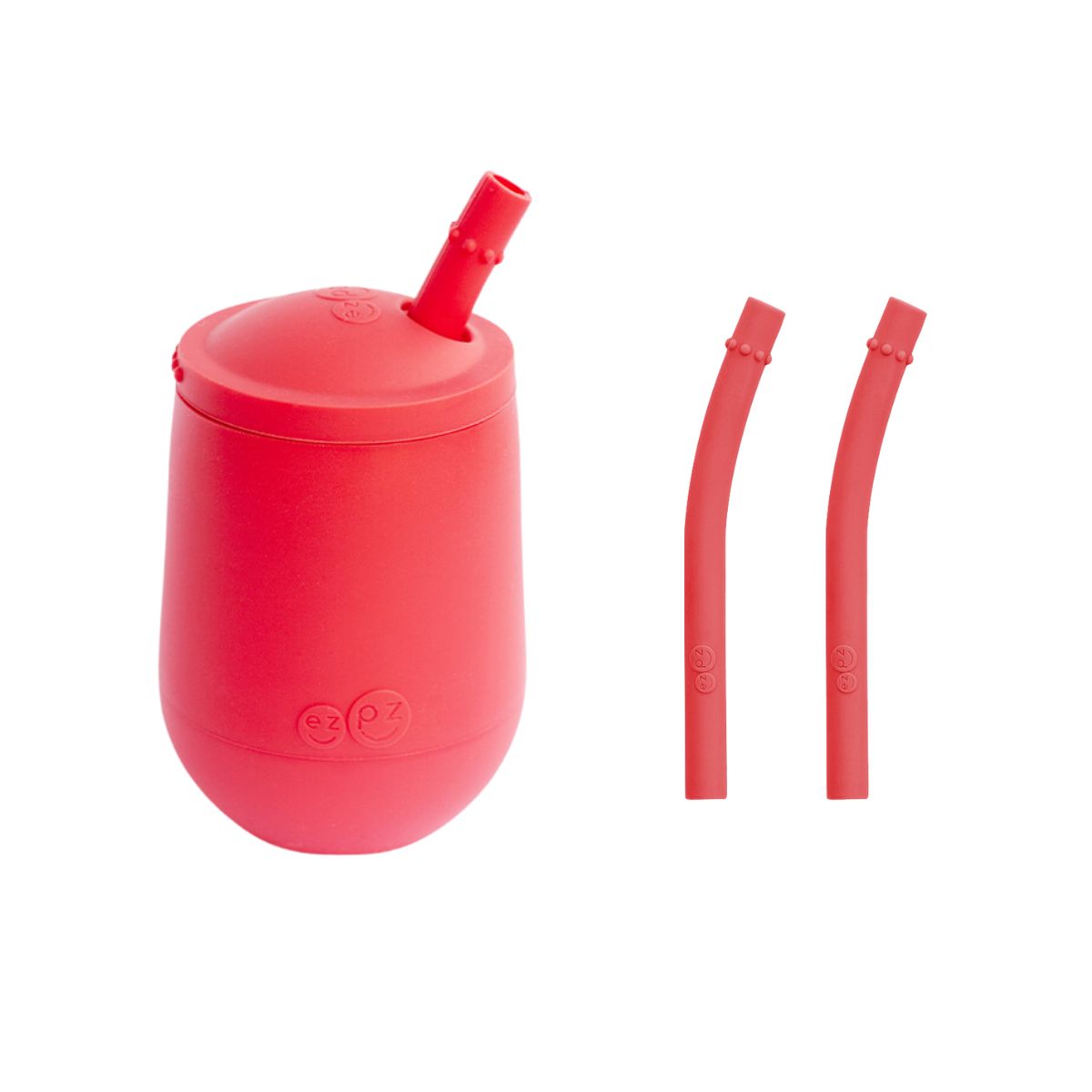 ezpz Mini Cup + Straw Training System with Extra 2-Pack of Straws in Coral