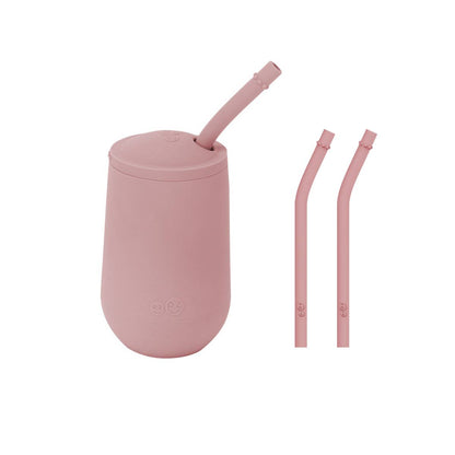 ezpz Happy Cup + Straw System with Extra 2-Pack of Straws in Blush