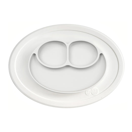 ezpz mini mat in cream, silicone smile shaped plate for toddlers
