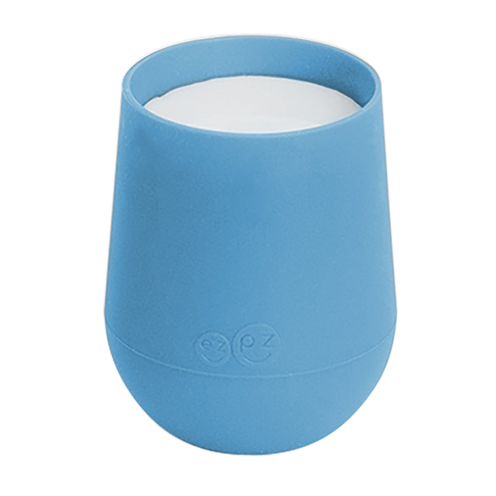 ezpz mini cup in blue, silicone drinking cup for toddler