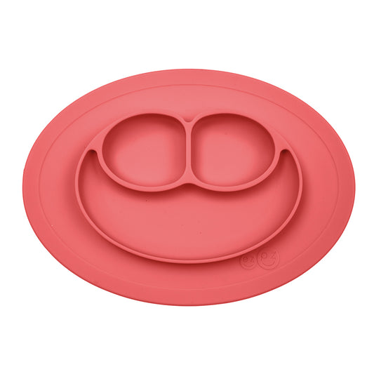 ezpz mini mat in coral, silicone smile shaped plate for toddlers
