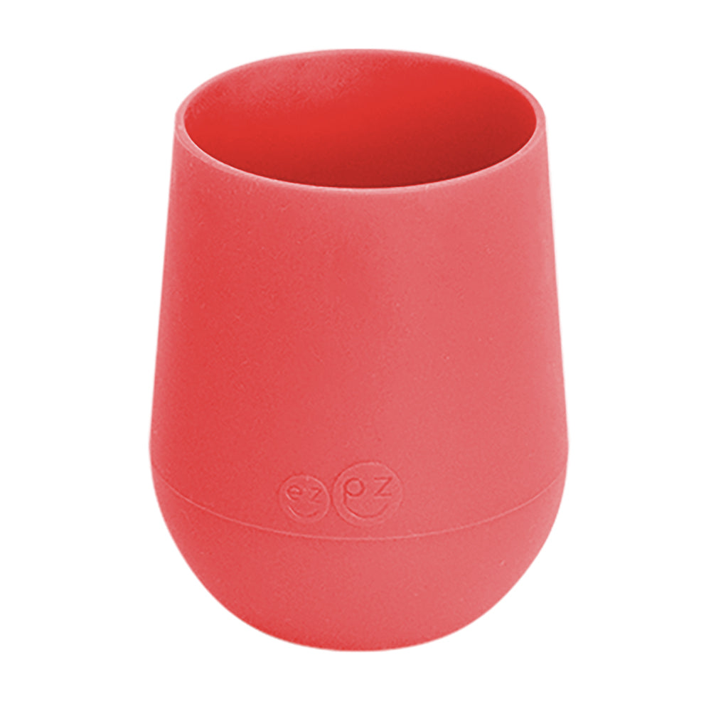 ezpz mini cup in coral, silicone drinking cup for toddler