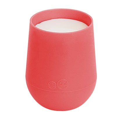 ezpz mini cup in coral, silicone drinking cup for toddler