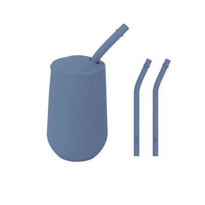 ezpz Happy Cup + Straw System with Extra 2-Pack of Straws in Indigo