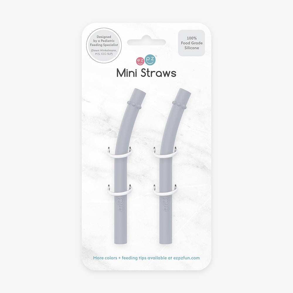 2 pack ezpz mini straws, replacement straws for ezpz cup and straw training system in pewter