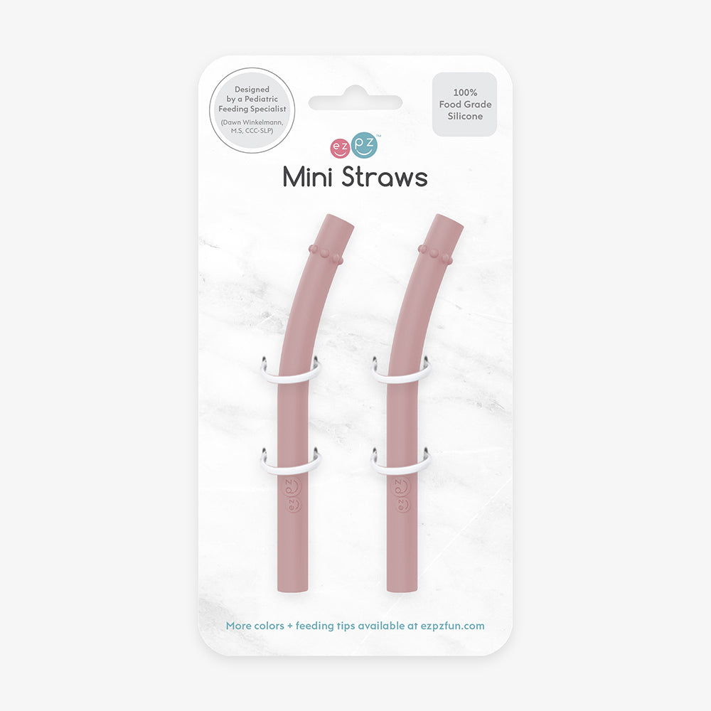 2 pack ezpz mini straws, replacement straws for ezpz cup and straw training system in blush