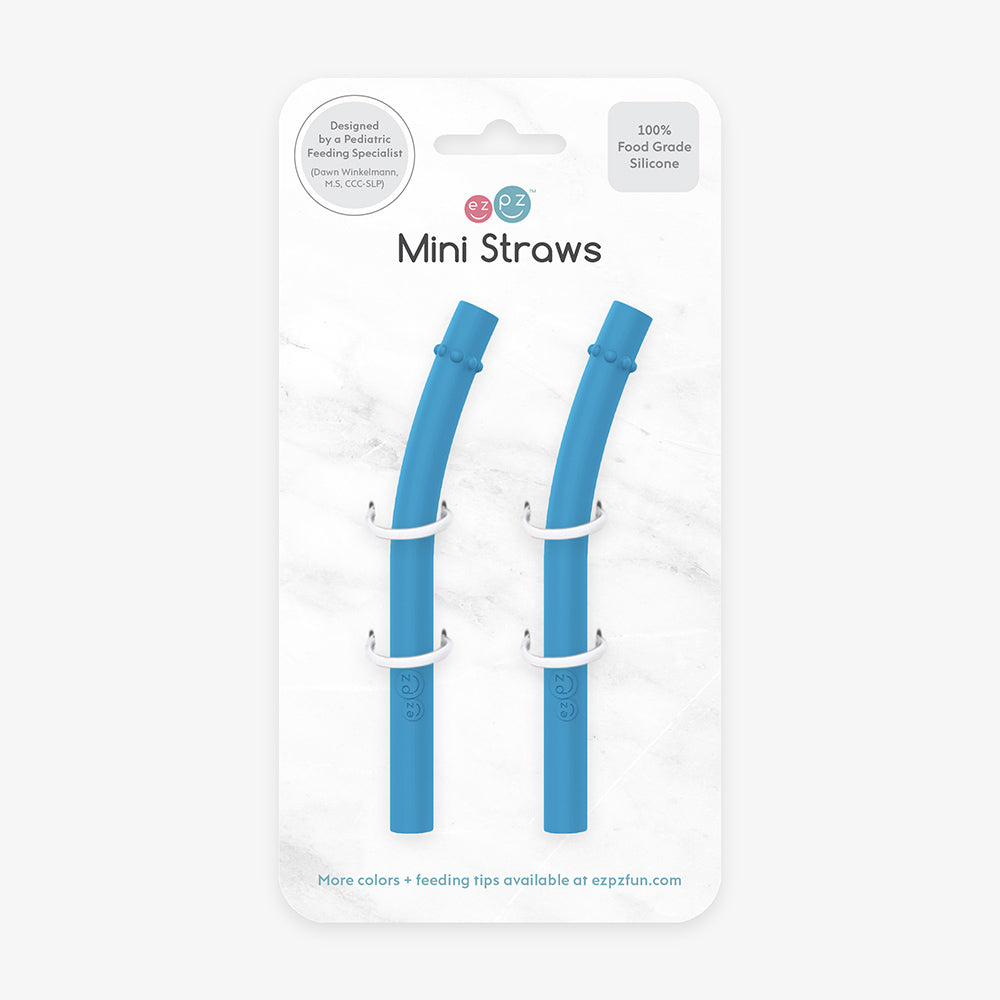 2 pack ezpz mini straws, replacement straws for ezpz cup and straw training system in blue