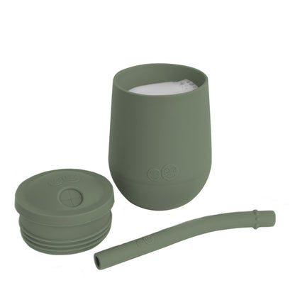 ezpz cup and straw training system in olive